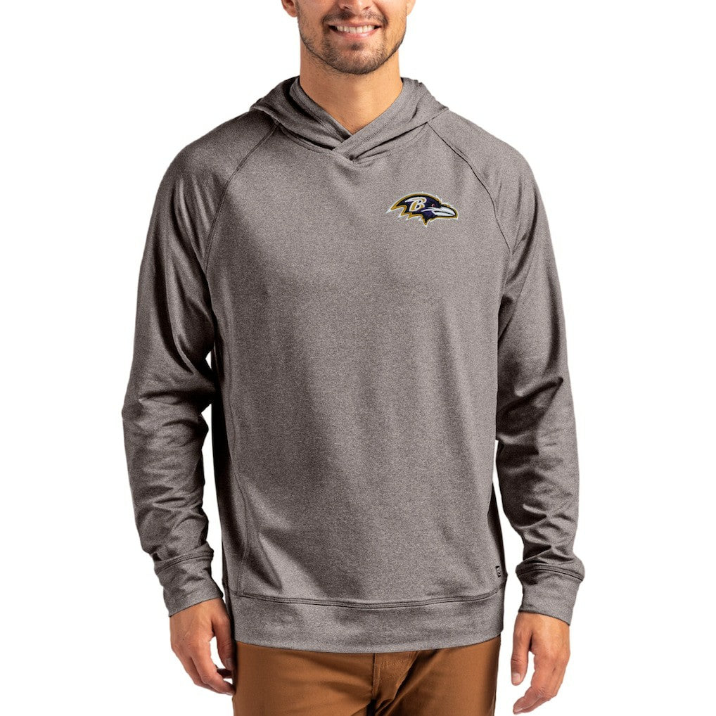 Baltimore Ravens Cutter & Buck Adapt Knit Recycled Raglan Pullover Hoodie - Heather Gray cheap