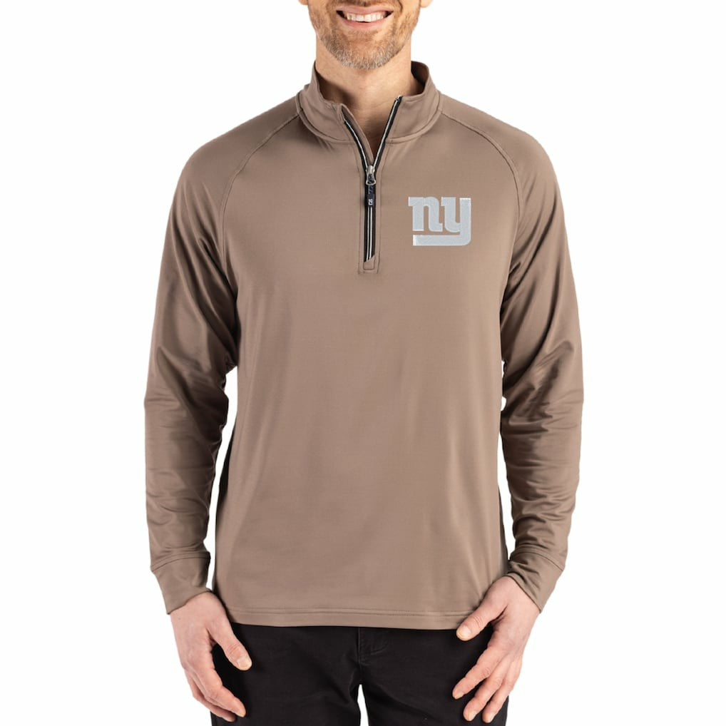 New York Giants Cutter & Buck Adapt Eco Knit Stretch Recycled Quarter-Zip Pullover - Brown for sale