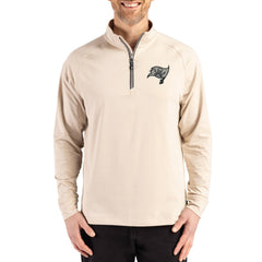 Tampa Bay Buccaneers Cutter & Buck Adapt Eco Knit Stretch Recycled Quarter-Zip Pullover - Tan outlet