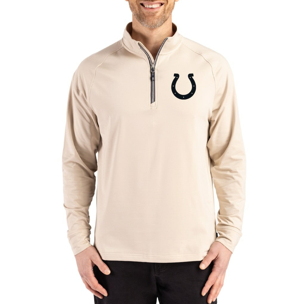 Indianapolis Colts Cutter & Buck Adapt Eco Knit Stretch Recycled Quarter-Zip Pullover - Tan discount