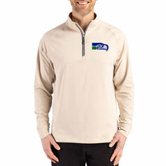 Seattle Seahawks Cutter & Buck Adapt Eco Knit Stretch Recycled Quarter-Zip Pullover - Tan cheap