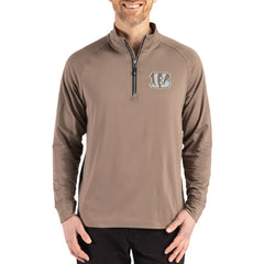 Cincinnati Bengals Cutter & Buck Adapt Eco Knit Stretch Recycled Quarter-Zip Pullover - Brown on sale