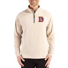 Denver Broncos Cutter & Buck Throwback Logo Adapt Eco Knit Stretch Recycled Quarter-Zip Pullover - Tan online
