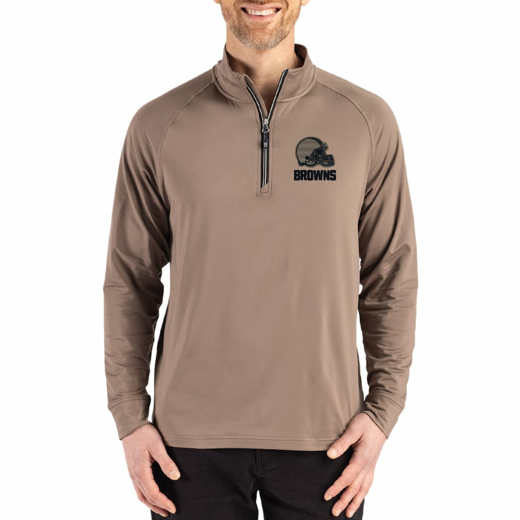 Cleveland Browns Cutter & Buck Adapt Eco Knit Stretch Recycled Quarter-Zip Pullover - Brown discount