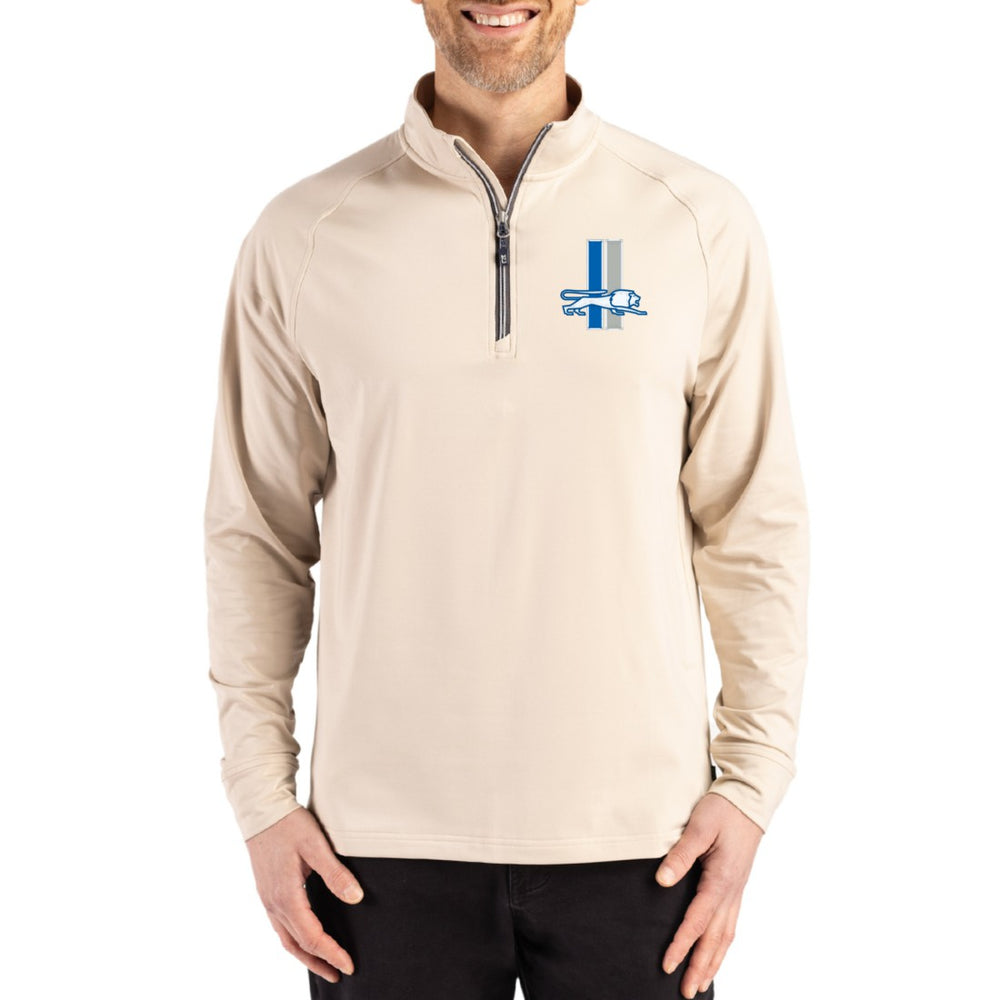 Detroit Lions Cutter & Buck Throwback Logo Adapt Eco Knit Stretch Recycled Quarter-Zip Pullover - Tan cheap