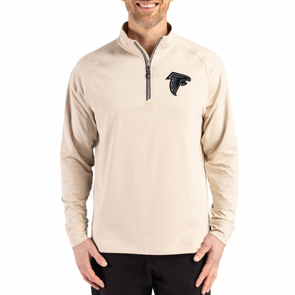 Atlanta Falcons Cutter & Buck Adapt Eco Knit Stretch Recycled Quarter-Zip Pullover - Tan cheap