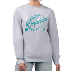 Miami Dolphins G-III 4Her by Carl Banks Women's Distressed Graphics Fleece Pullover Sweatshirt - Gray online