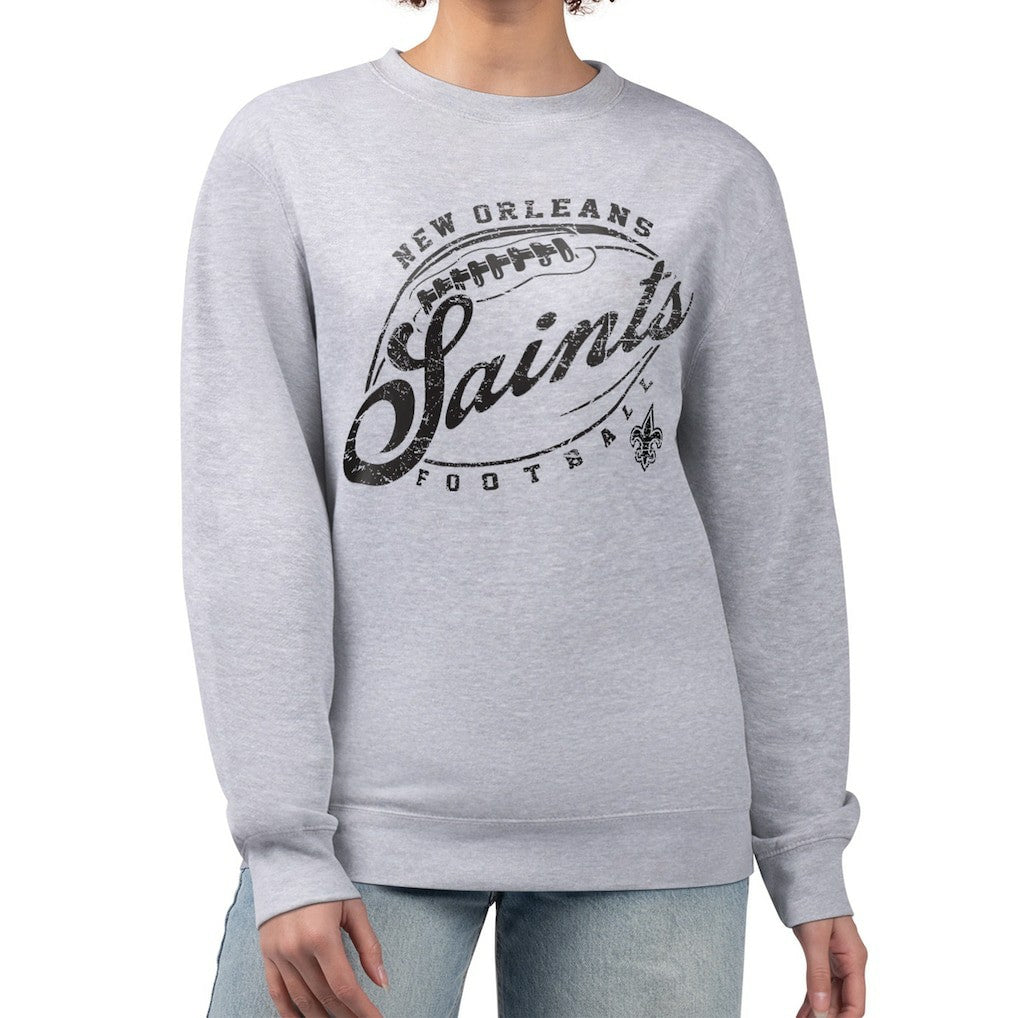 New Orleans Saints G-III 4Her by Carl Banks Women's Distressed Graphics Fleece Pullover Sweatshirt - Gray discount