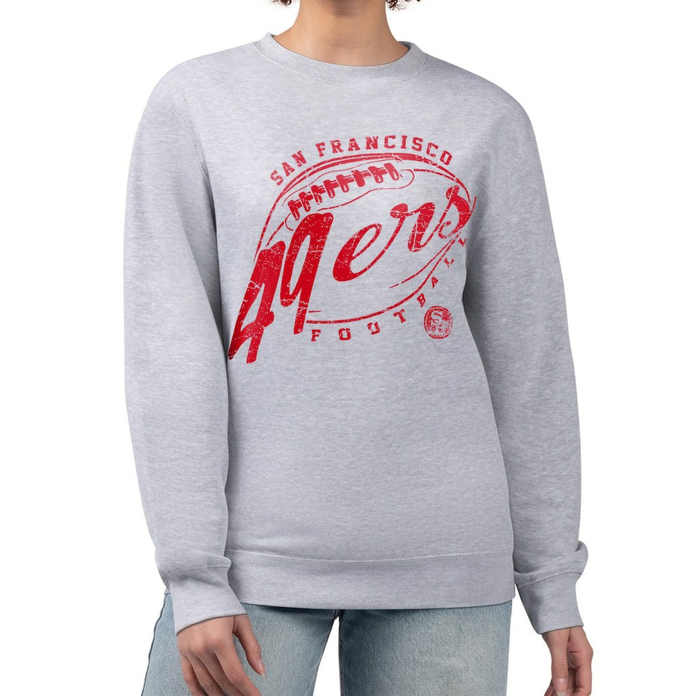 San Francisco 49ers G-III 4Her by Carl Banks Women's Distressed Graphics Fleece Pullover Sweatshirt - Gray discount