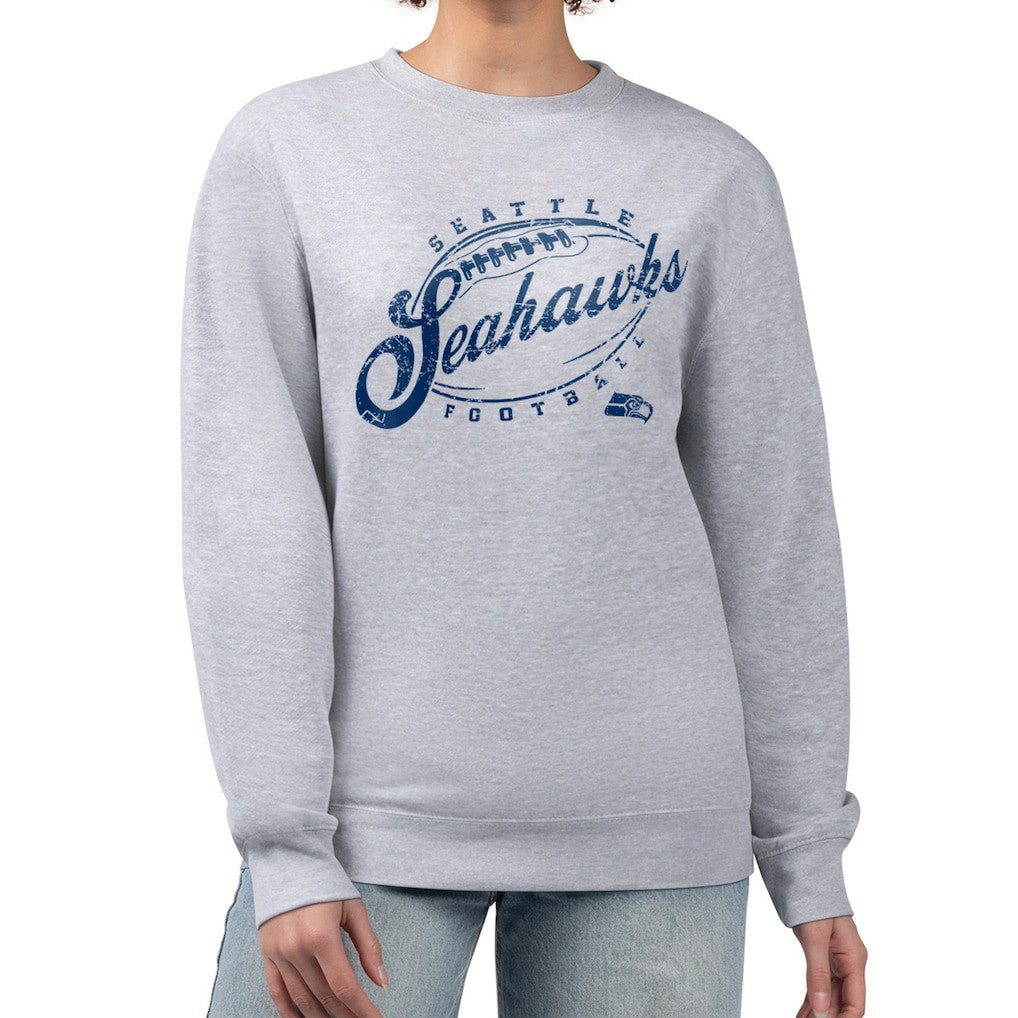 Seattle Seahawks G-III 4Her by Carl Banks Women's Distressed Graphics Fleece Pullover Sweatshirt - Gray discount