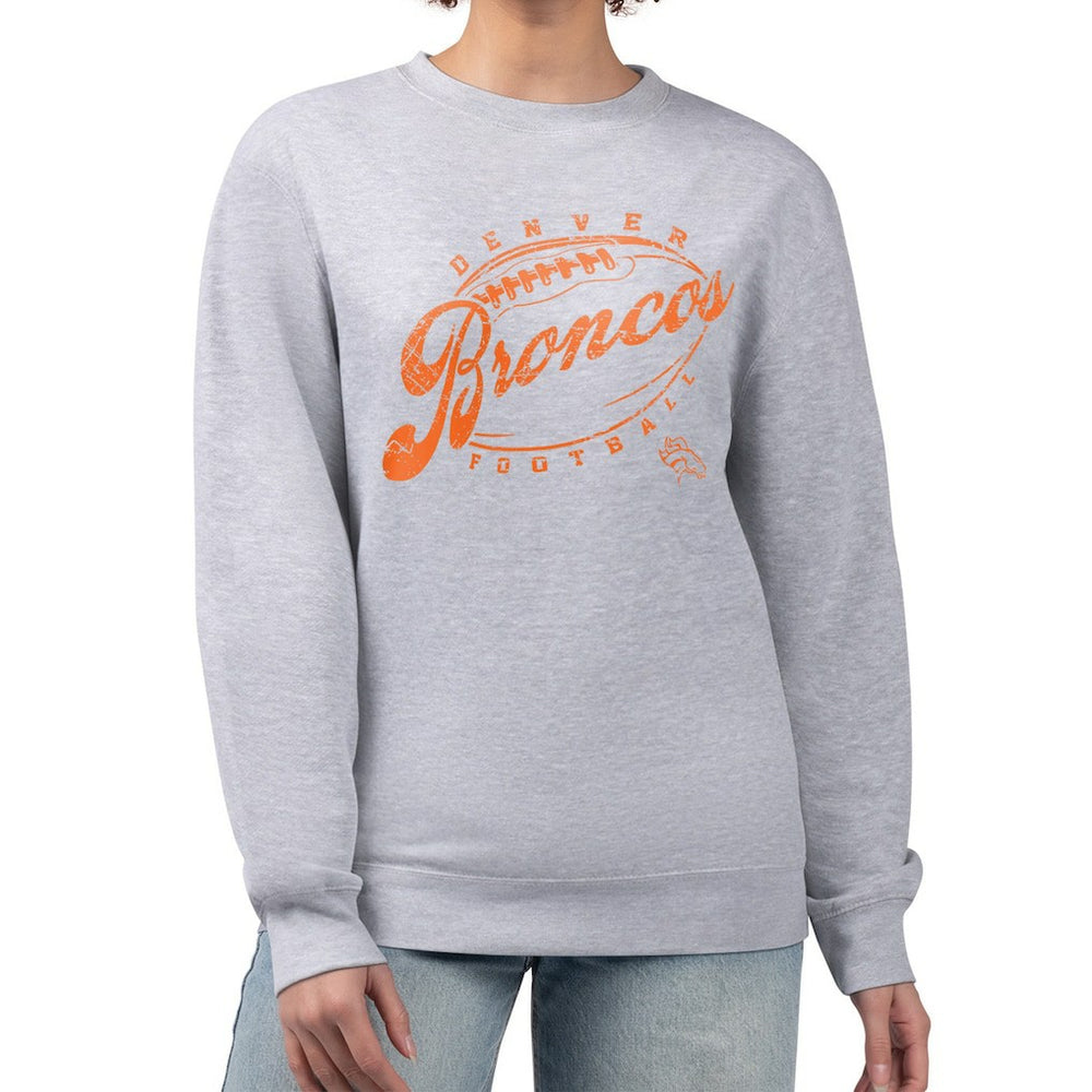 Denver Broncos G-III 4Her by Carl Banks Women's Distressed Graphics Fleece Pullover Sweatshirt - Gray outlet