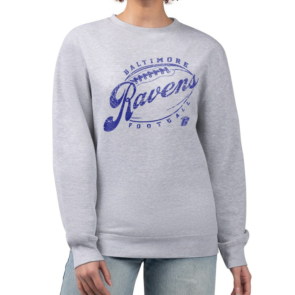 Baltimore Ravens G-III 4Her by Carl Banks Women's Distressed Graphics Fleece Pullover Sweatshirt - Gray on sale