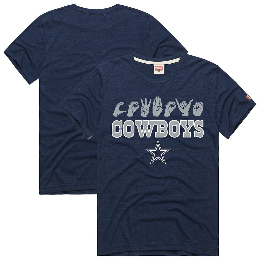 Dallas Cowboys Homage Unisex NFL ASL Collection by Love Sign Tri-Blend T-Shirt - Navy cheap