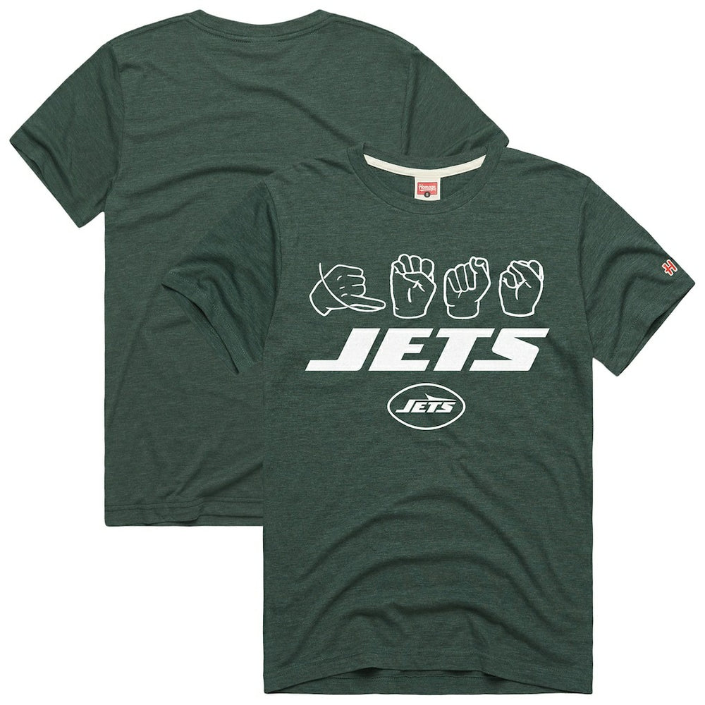 New York Jets Homage Unisex NFL ASL Collection by Love Sign Tri-Blend T-Shirt - Green for sale