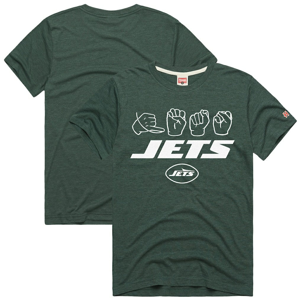 New York Jets Homage Unisex NFL ASL Collection by Love Sign Tri-Blend T-Shirt - Green for sale