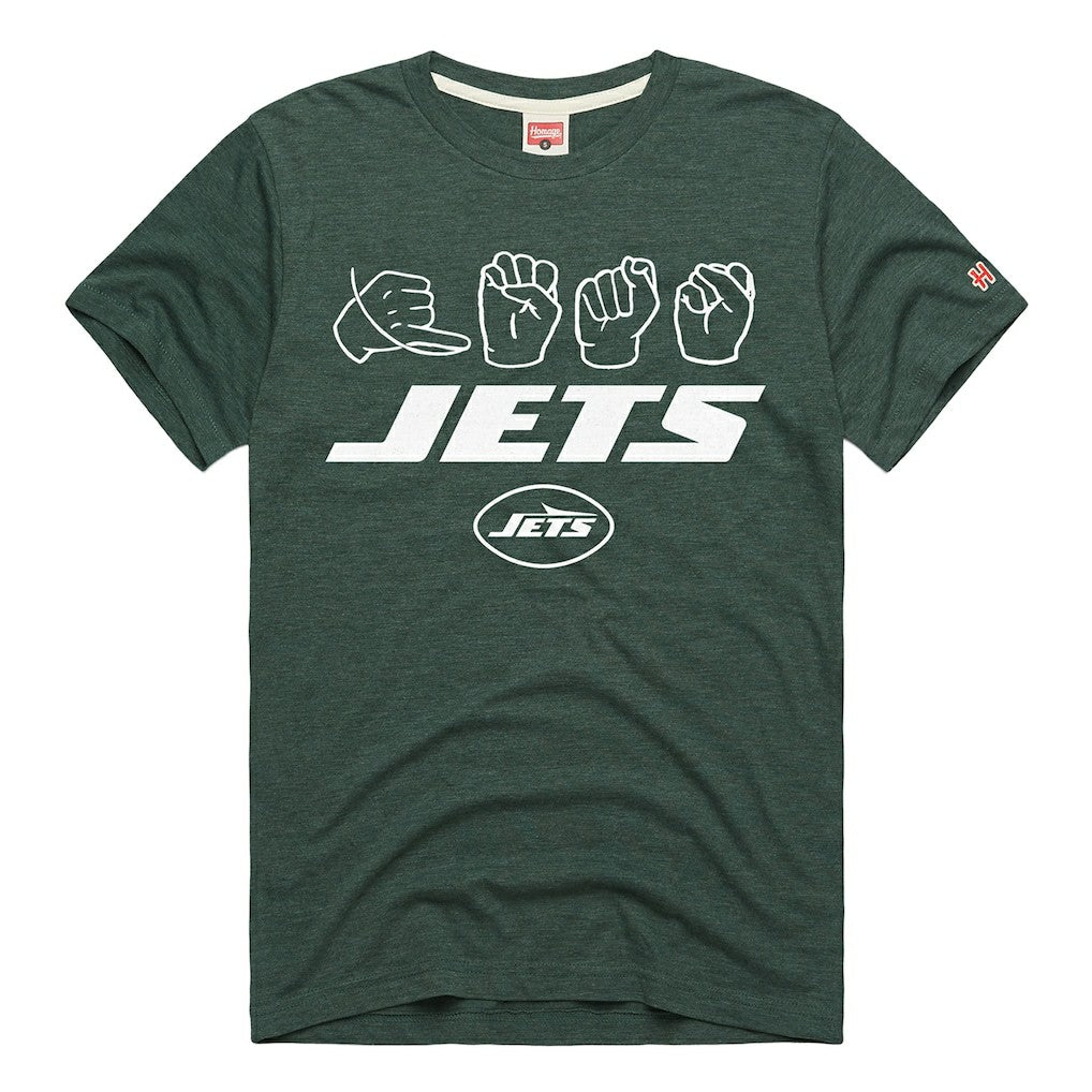 New York Jets Homage Unisex NFL ASL Collection by Love Sign Tri-Blend T-Shirt - Green for sale