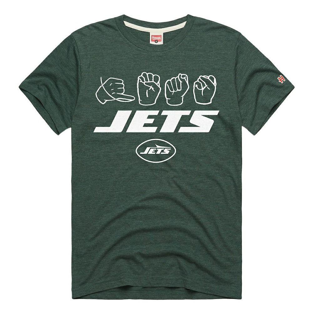 New York Jets Homage Unisex NFL ASL Collection by Love Sign Tri-Blend T-Shirt - Green for sale