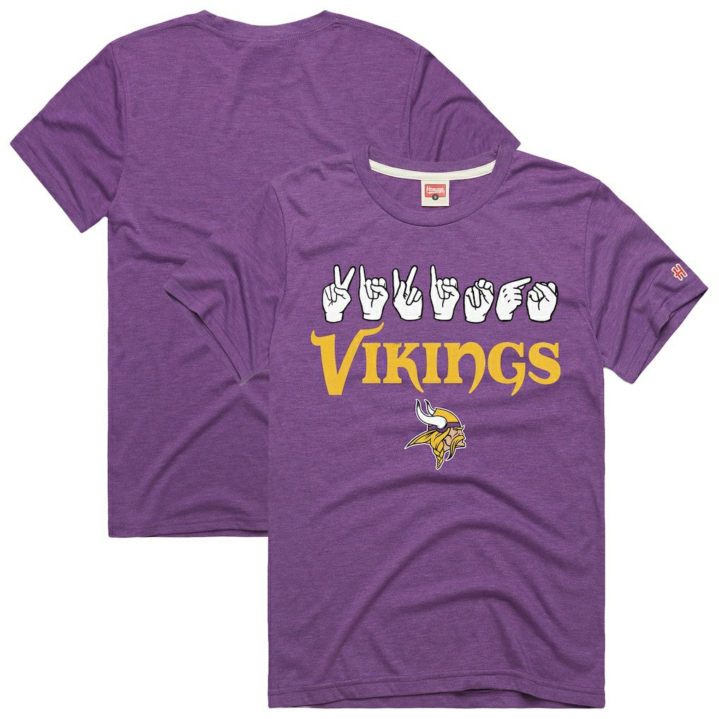 Minnesota Vikings Homage Unisex NFL ASL Collection by Love Sign Tri-Blend T-Shirt - Purple for sale