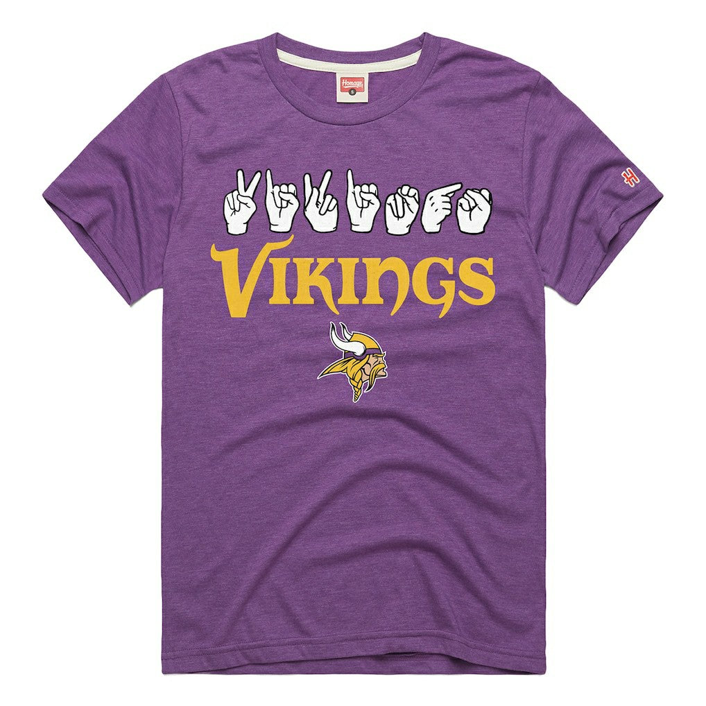 Minnesota Vikings Homage Unisex NFL ASL Collection by Love Sign Tri-Blend T-Shirt - Purple for sale