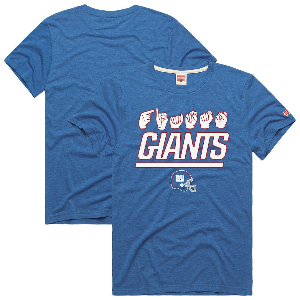 New York Giants Homage Unisex NFL ASL Collection by Love Sign Tri-Blend T-Shirt - Royal for sale