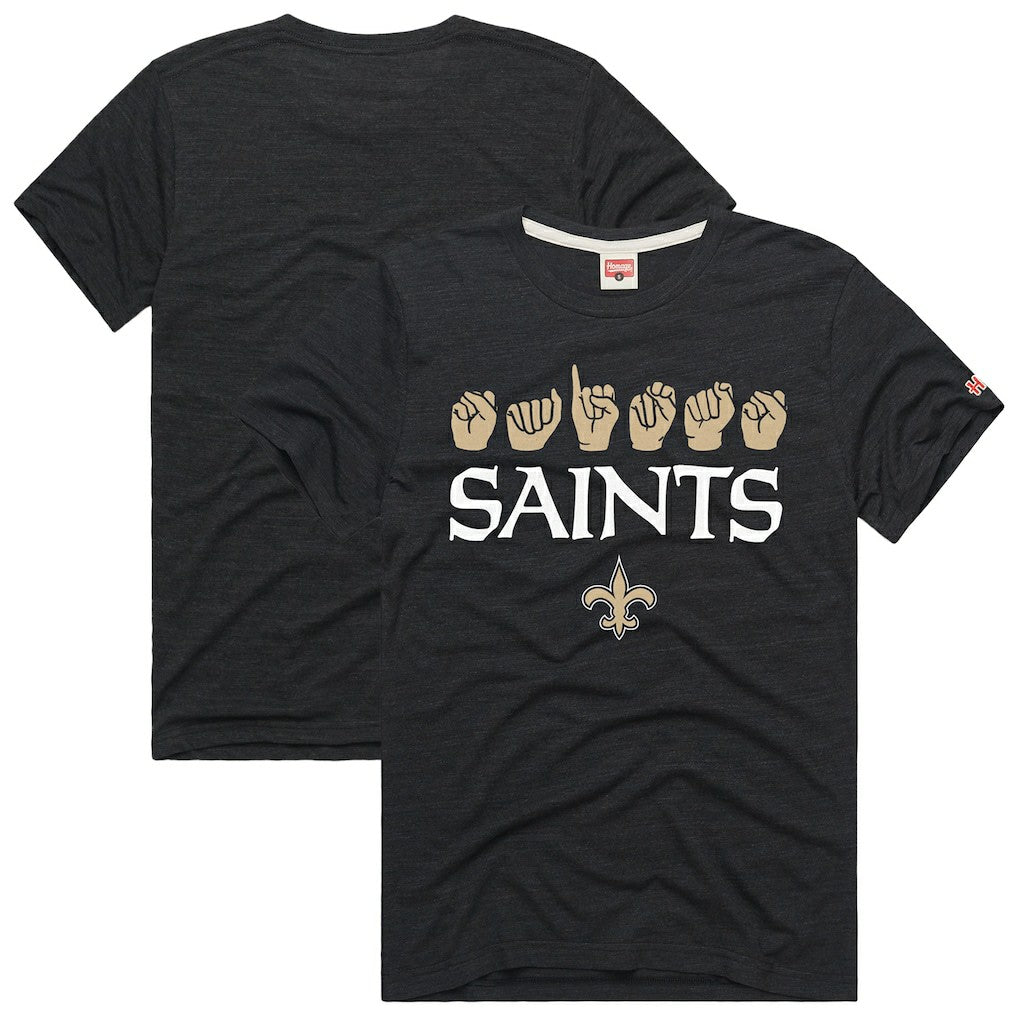 New Orleans Saints Homage Unisex NFL ASL Collection by Love Sign Tri-Blend T-Shirt - Black cheap