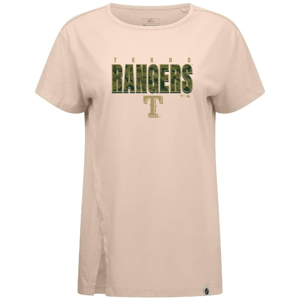 Texas Rangers Levelwear Women's Influx Protect W T-Shirt Khaki