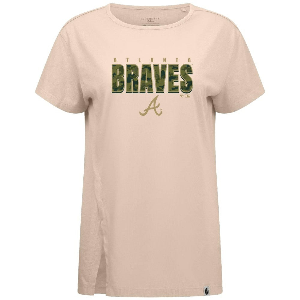 Atlanta Braves Levelwear Women's Influx Protect W T-Shirt Khaki
