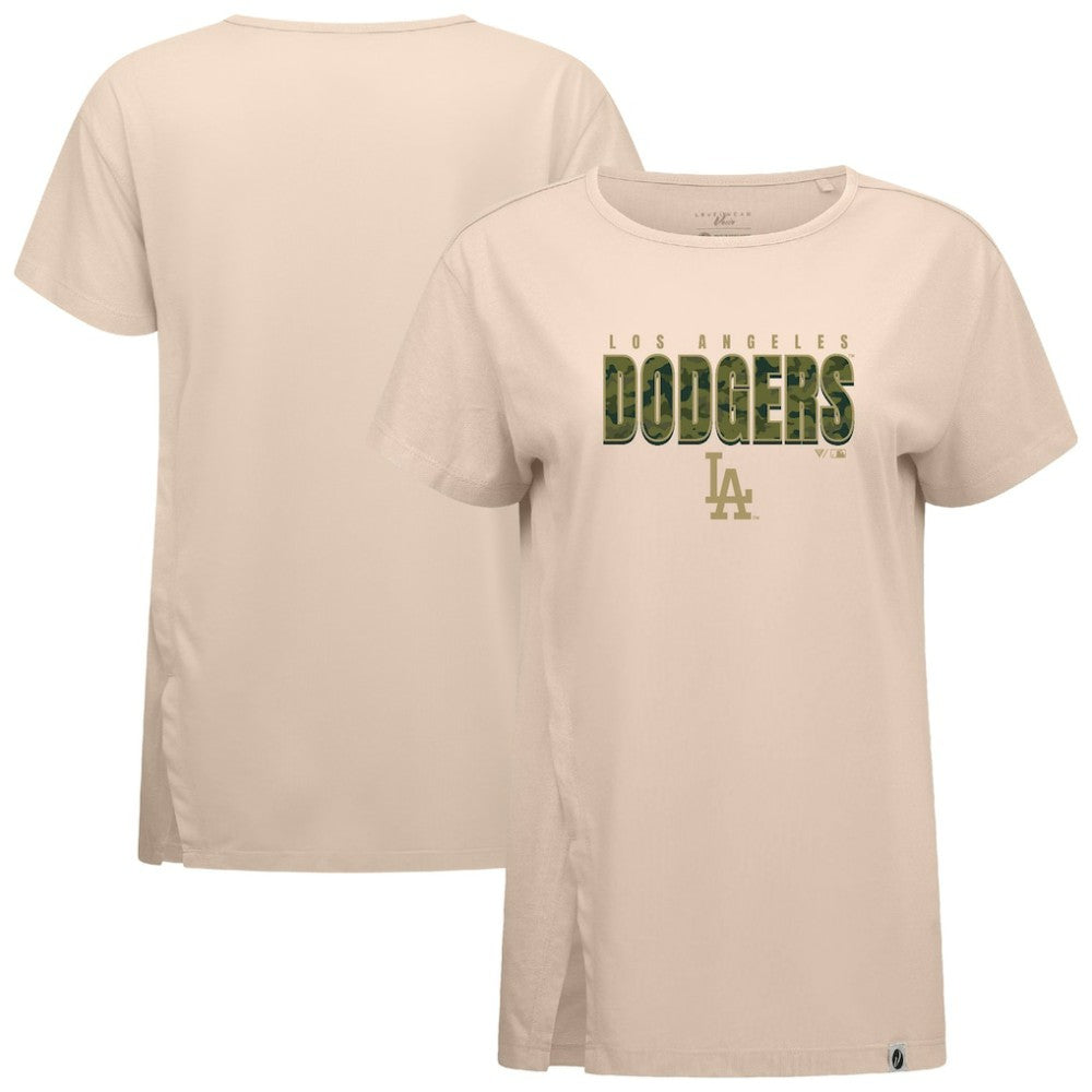 Los Angeles Dodgers Levelwear Women's Influx Protect W T-Shirt Khaki