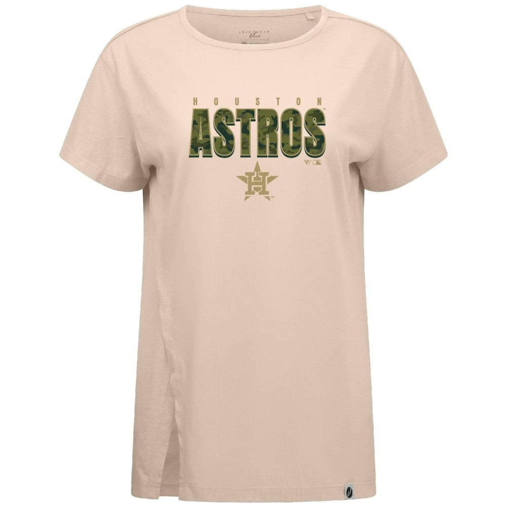Houston Astros Levelwear Women's Influx Protect W T-Shirt Khaki