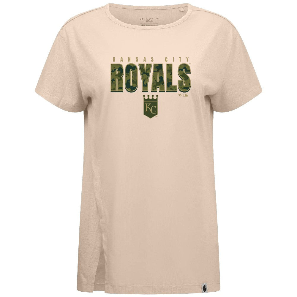 Kansas City Royals Levelwear Women's Influx Protect W T-Shirt Khaki