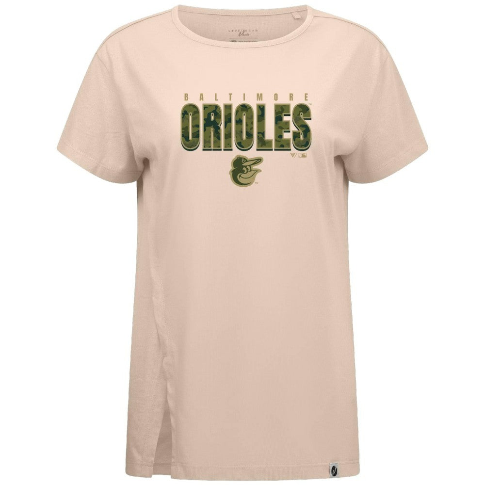 Baltimore Orioles Levelwear Women's Influx Protect W T-Shirt Khaki
