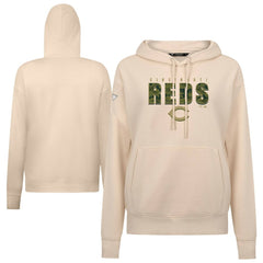 Cincinnati Reds Levelwear Women's Adorn Protect W Pullover Hoodie Khaki