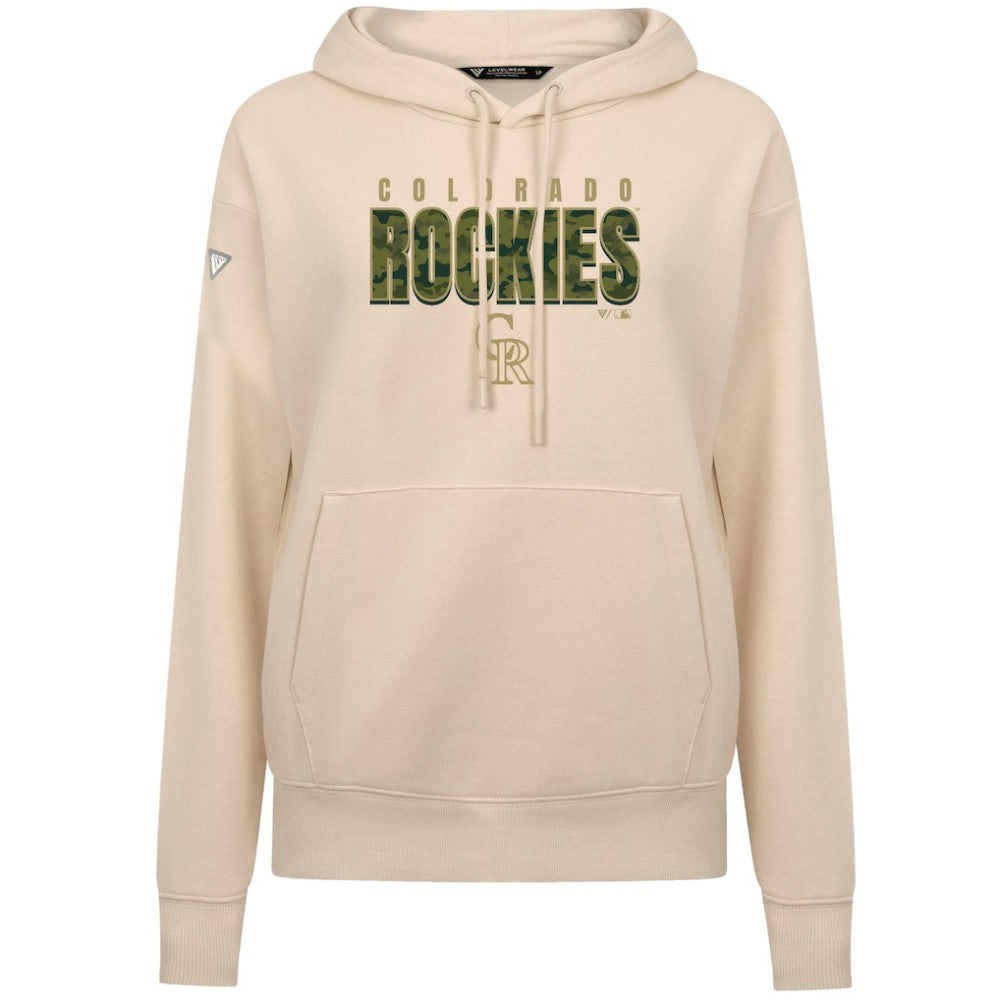 Colorado Rockies Levelwear Women's Adorn Protect W Pullover Hoodie Khaki