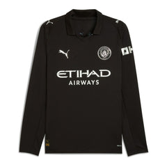 Manchester City 2025/26 Away Replica Long Sleeve Custom Jersey - Black cheap