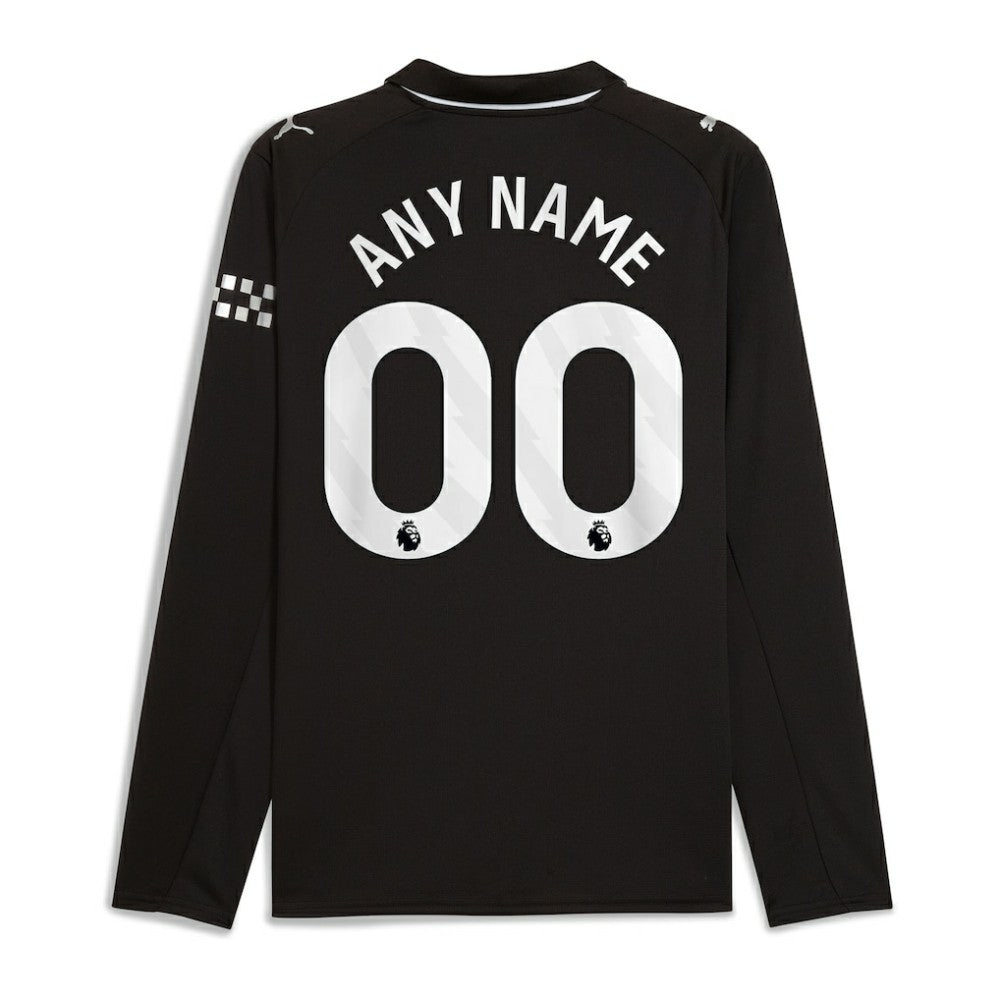 Manchester City 2025/26 Away Replica Long Sleeve Custom Jersey - Black cheap