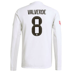 Federico Valverde Real Madrid 2025/26 Home Long Sleeve Jersey - White cheap