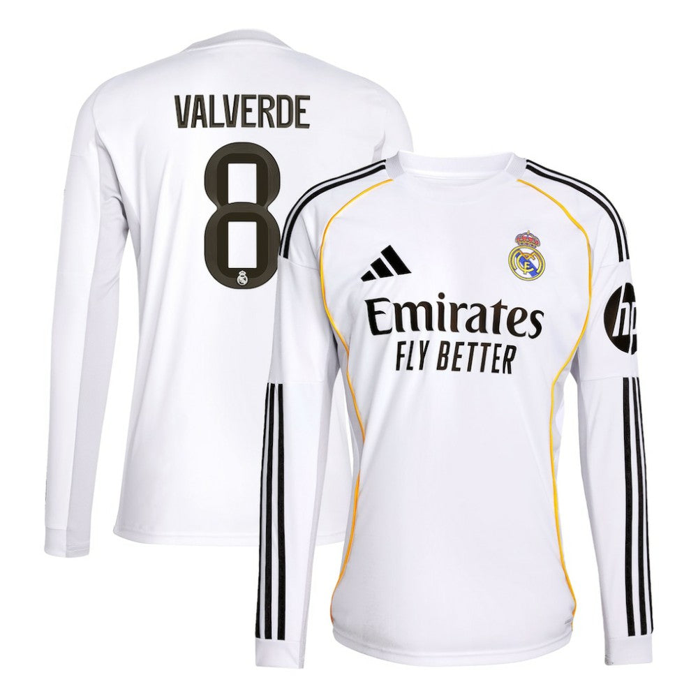 Federico Valverde Real Madrid 2025/26 Home Replica Long Sleeve Jersey - White discount