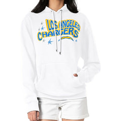Los Angeles Chargers Starter Women's Fireworks Fleece Pullover Hoodie - White on sale