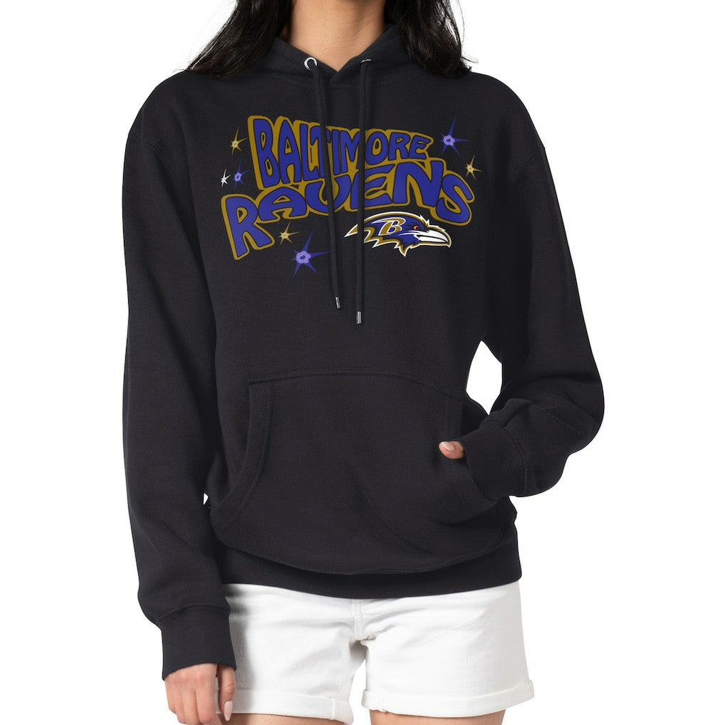 Baltimore Ravens Starter Women's Fireworks Fleece Pullover Hoodie - Black discount