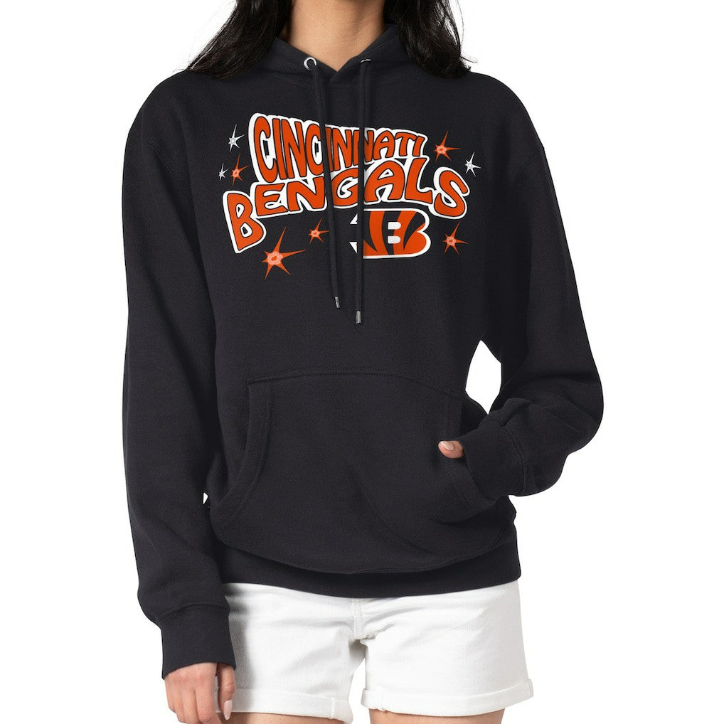 Cincinnati Bengals Starter Women's Fireworks Fleece Pullover Hoodie - Black outlet