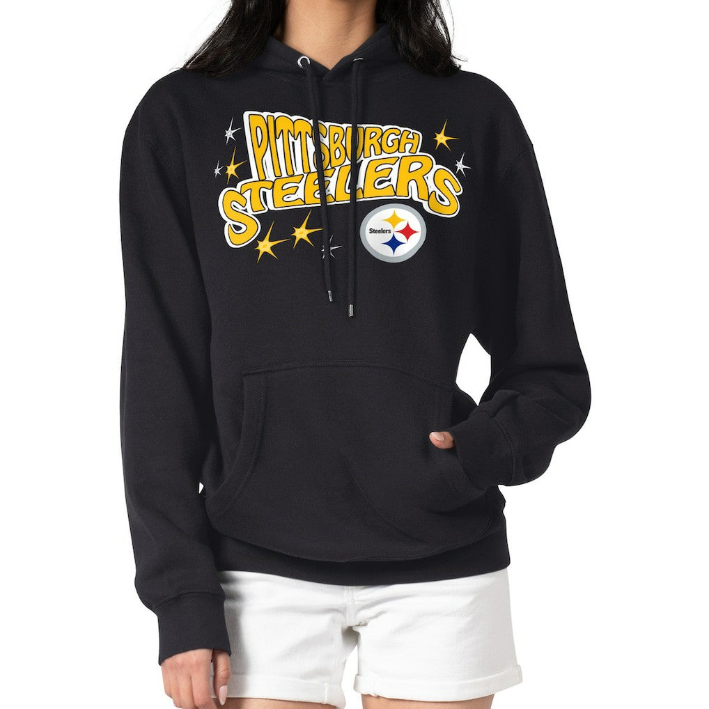 Pittsburgh Steelers Starter Women's Fireworks Fleece Pullover Hoodie - Black discount