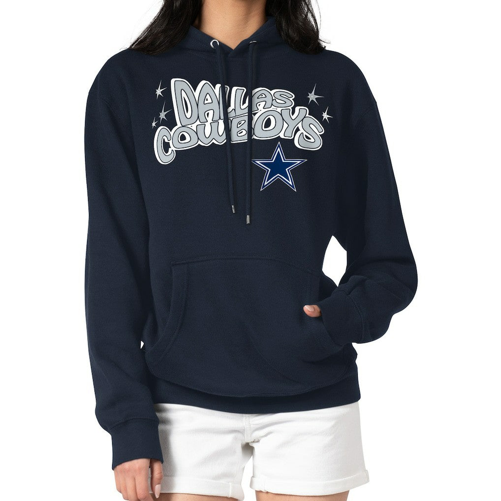 Dallas Cowboys Starter Women's Fireworks Fleece Pullover Hoodie - Navy on sale