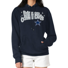 Dallas Cowboys Starter Women's Fireworks Fleece Pullover Hoodie - Navy on sale