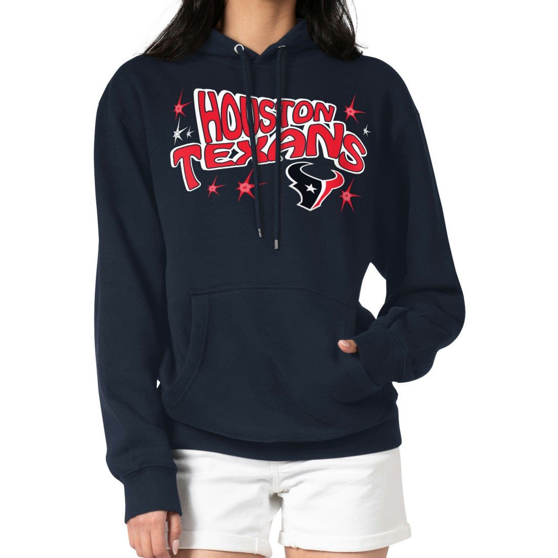Houston Texans Starter Women's Fireworks Fleece Pullover Hoodie - Navy cheap