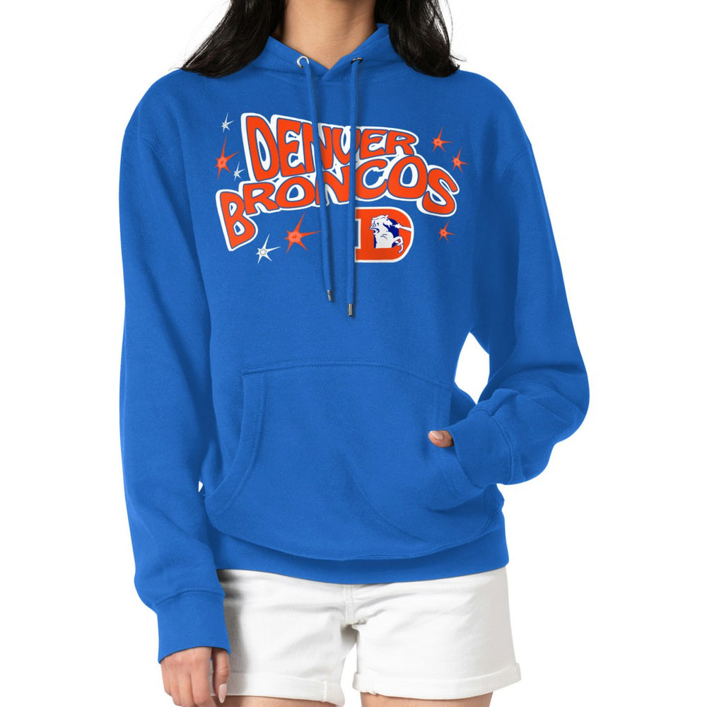Denver Broncos Starter Women's Fireworks Fleece Pullover Hoodie - Royal online