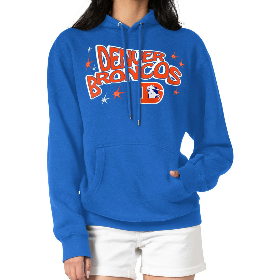 Denver Broncos Starter Women's Fireworks Fleece Pullover Hoodie - Royal online