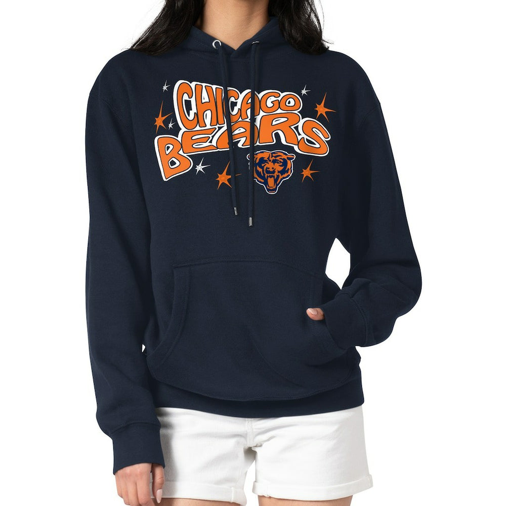 Chicago Bears Starter Women's Fireworks Fleece Pullover Hoodie - Navy online