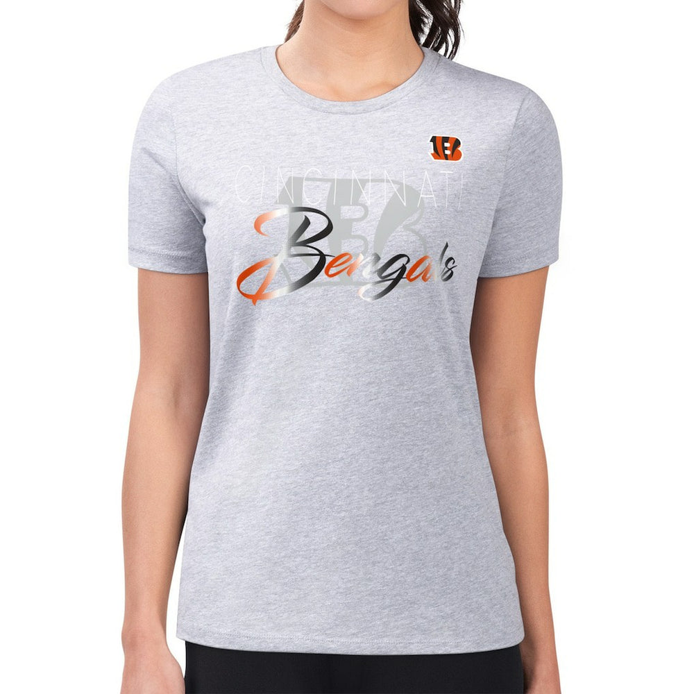 Cincinnati Bengals G-III 4Her by Carl Banks Women's Super-Slim Fit Lightweight Shadow Logo T-Shirt - Gray for sale