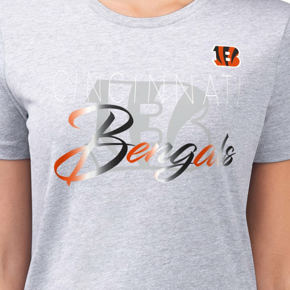 Cincinnati Bengals G-III 4Her by Carl Banks Women's Super-Slim Fit Lightweight Shadow Logo T-Shirt - Gray for sale