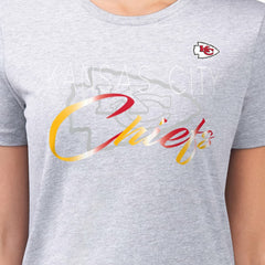 Kansas City Chiefs G-III 4Her by Carl Banks Women's Super-Slim Fit Lightweight Shadow Logo T-Shirt - Gray for sale